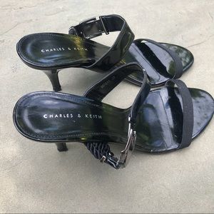 Charles and Keith / Black strap heels